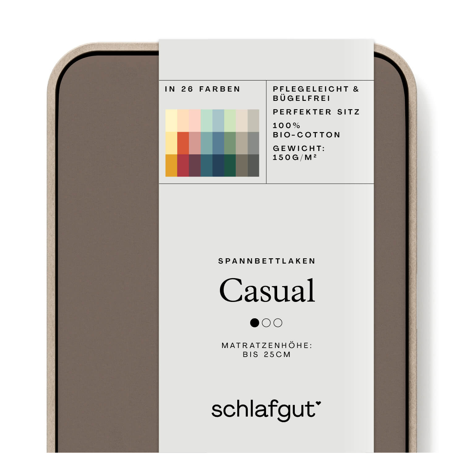 Das Produktbild vom Spannbettlaken der Reihe Casual in Farbe sand deep von Schlafgut