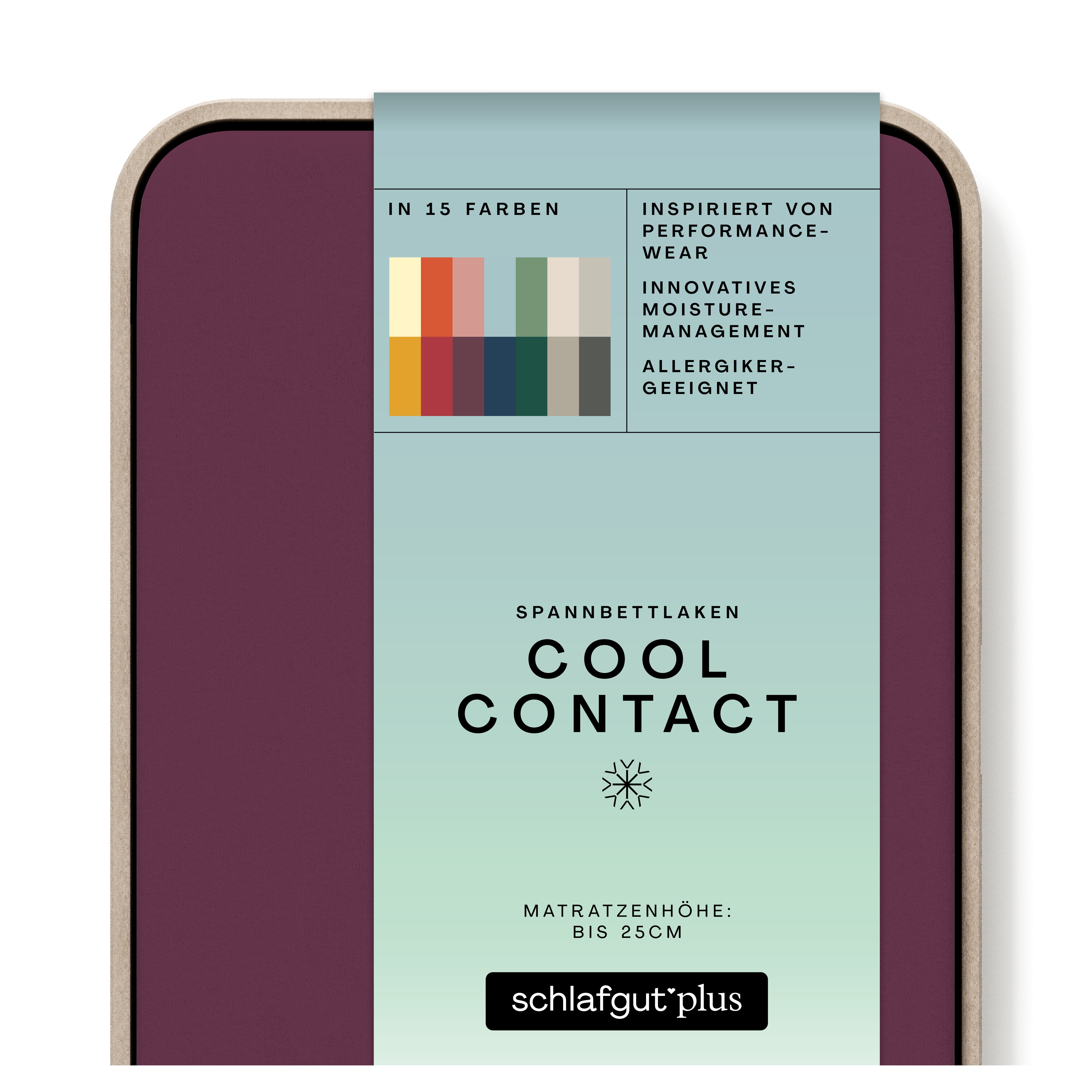 Das Produktbild vom Spannbettlaken der Reihe Cool Contact in Farbe purple deep von Schlafgut