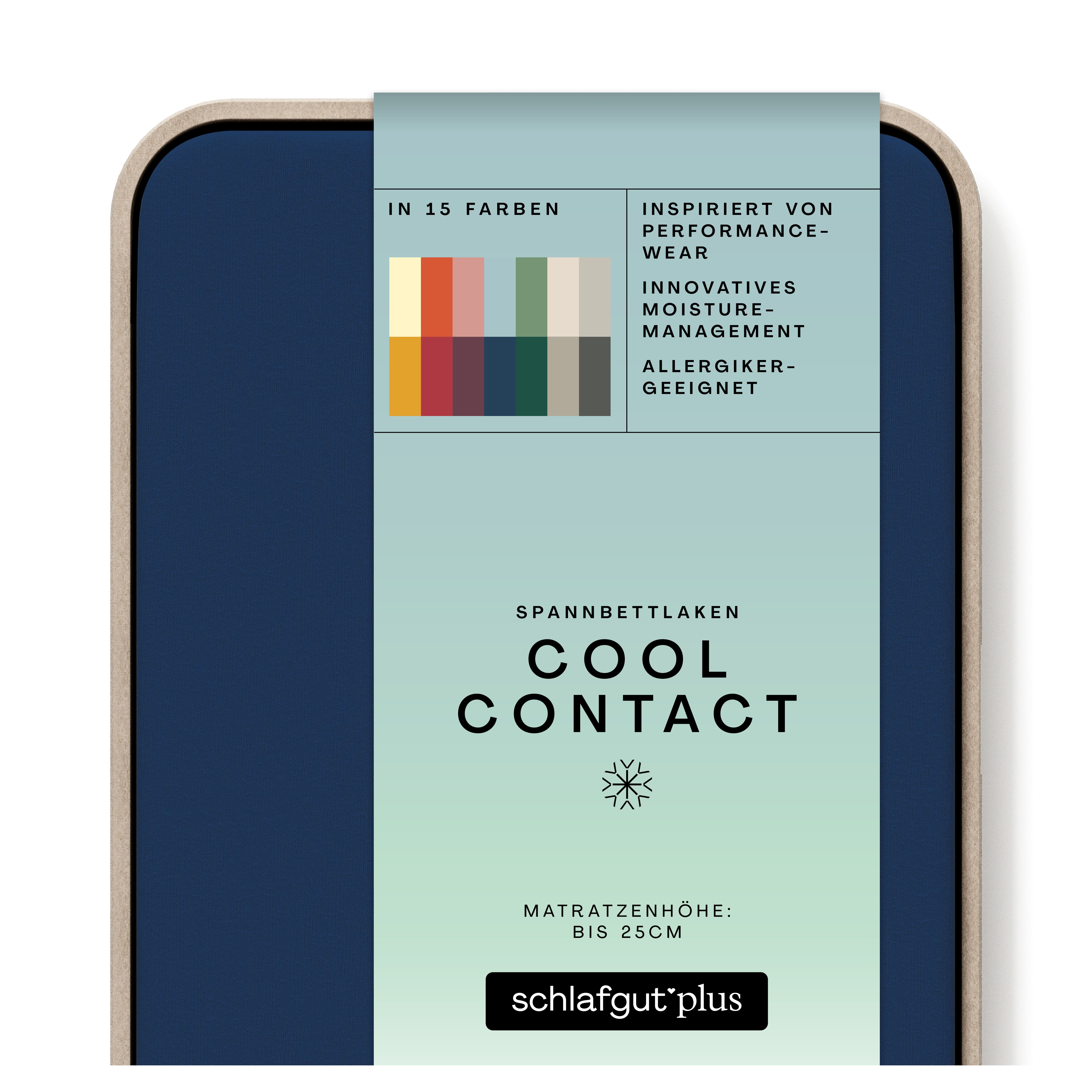 Das Produktbild vom Spannbettlaken der Reihe Cool Contact in Farbe blue deep von Schlafgut