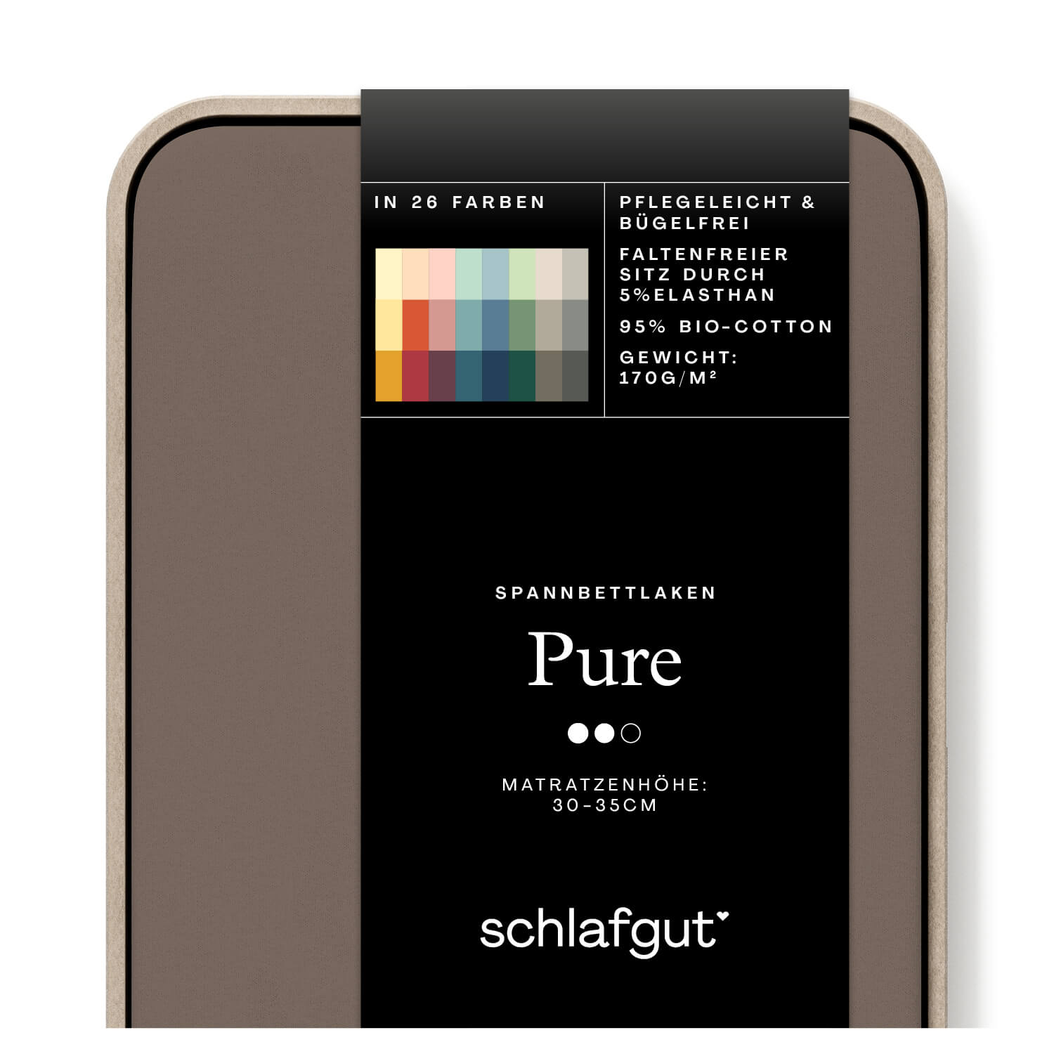 Das Produktbild vom Spannbettlaken der Reihe Pure in Farbe sand deep von Schlafgut